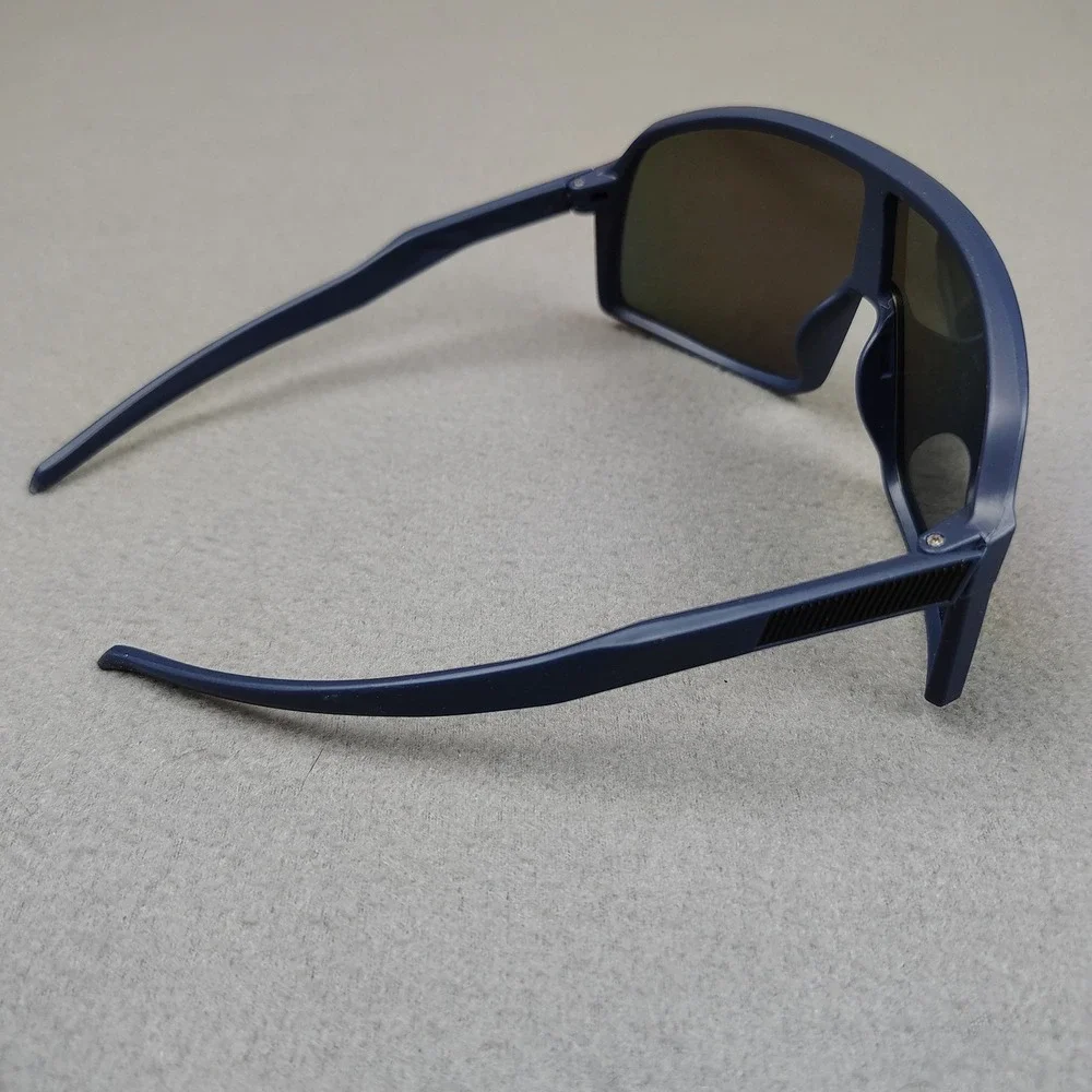 Mens Sunglasses One Piece Wrap Blue Mirror Biker Boating Shades Python Style New